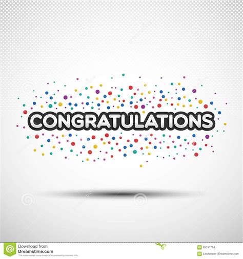 Congratulations Word With Colored Round Confetti Stock Vector