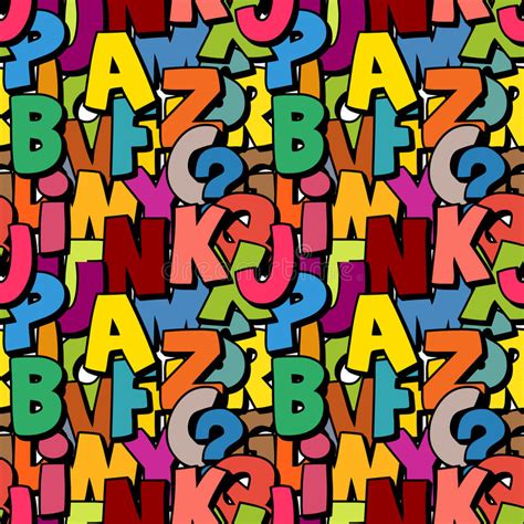 Seamless Alphabet Pattern Made Of Colorful Overlay Abc Character Stock