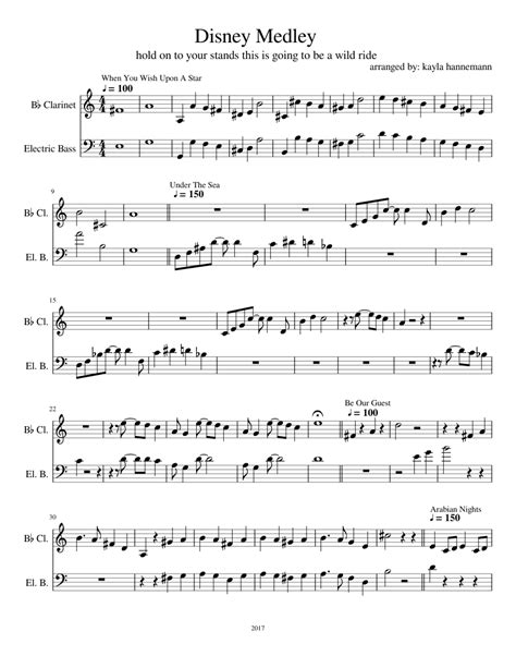How to play schindler's list by john williams. Disney Medley sheet music for Clarinet, Bass download free in PDF or MIDI