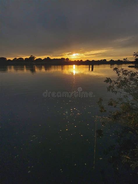Sunset View On The Riverbank Stock Photo Image Of Wall Circle 203219016