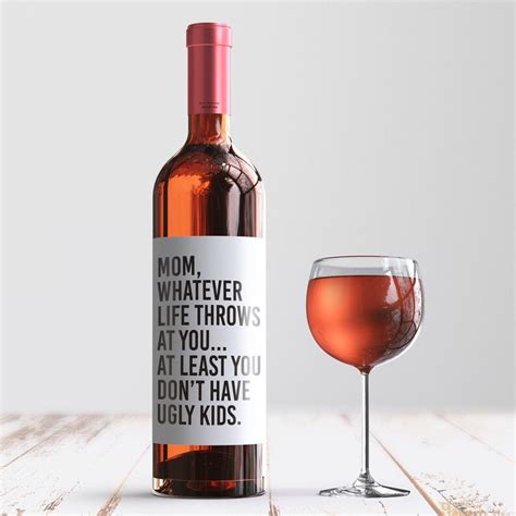 Funny Mother S Day Wine Label Card Mom At Least You Etsy