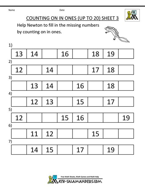 Sequencing Numbers To 20 Worksheet