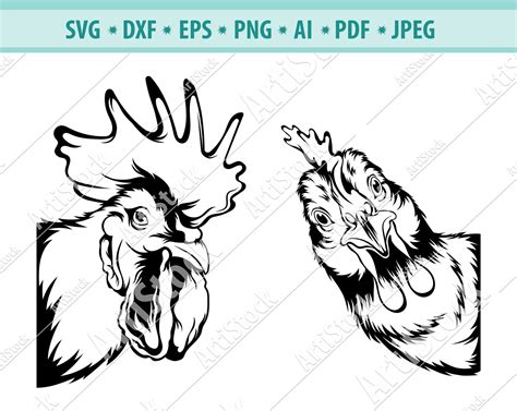 Chicken Svg Rooster Silhouette Dxf Peeking Svg For Cricut Etsy Vrogue