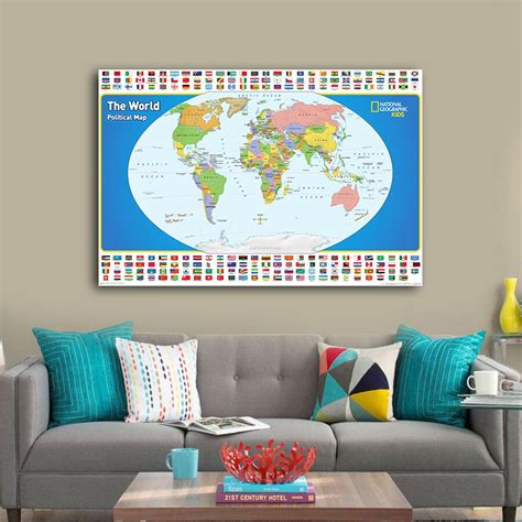 World Map Political Map Educational Poster Print Home Décor De7604606