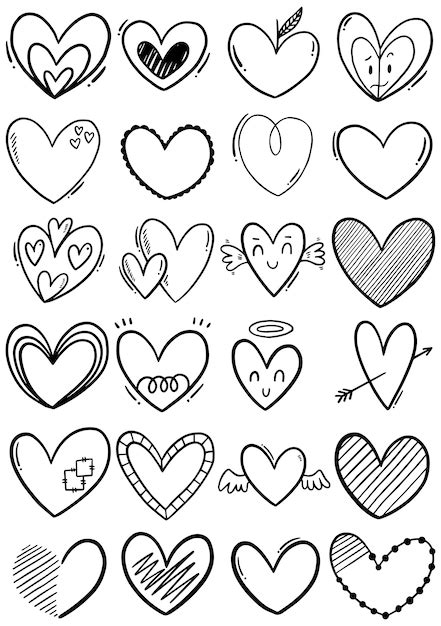 Premium Vector Hand Drawn Scribble Hearts