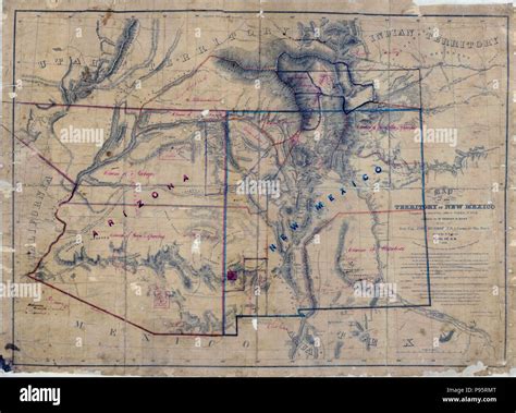 Map Of The Territory Of New Mexico 1851 Stock Photo Alamy