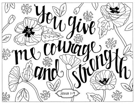 Courage and Strength Coloring Page, Joshua 1:9, Printable Coloring, Christian Coloring