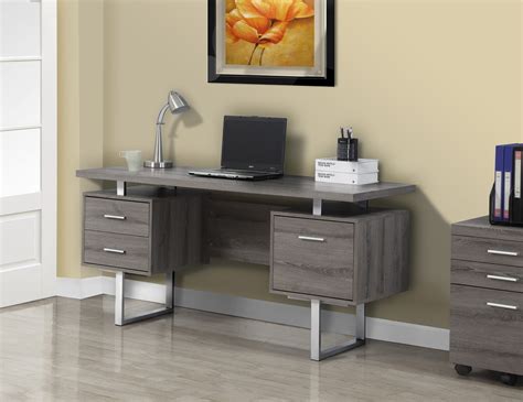 60 Modern Dark Taupe Double Pedestal Desk With File