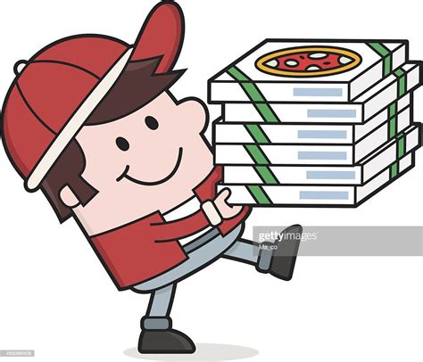 Cartoon Pizza Man Delivers Food Delivery High Res Vector Graphic Getty Images