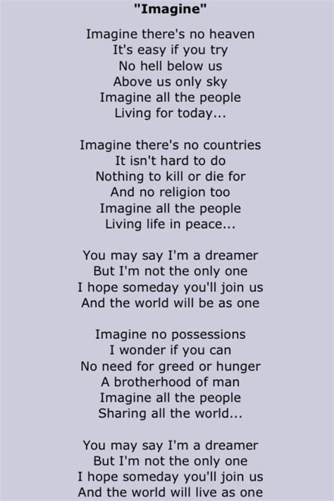 John Lennon Imagine Lyrics Imagine John Lennon Imagine John Lennon
