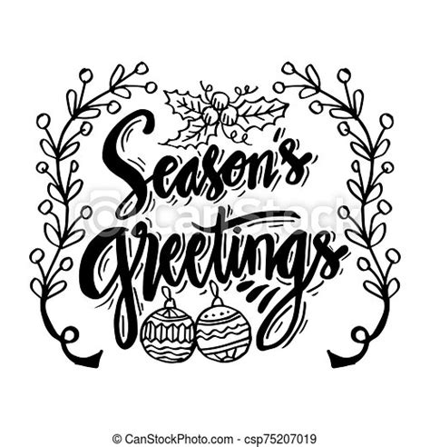 Seasons Greetings Hand Lettering Calligraphy Canstock