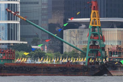 Hk Style Of Pontoon At Victoria Harbour Editorial Image Image Of
