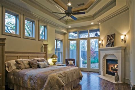 The room is surrounded by beige walls. Bedroom fireplaces - a way of making this room even more ...