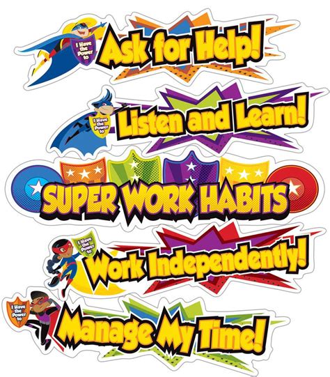 Super Power Super Work Habits Mini Bulletin Board Set