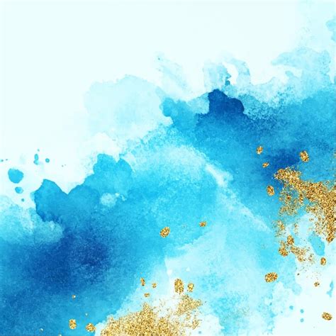 Premium Vector Abstract Teal Watercolor Splash Background With Gold