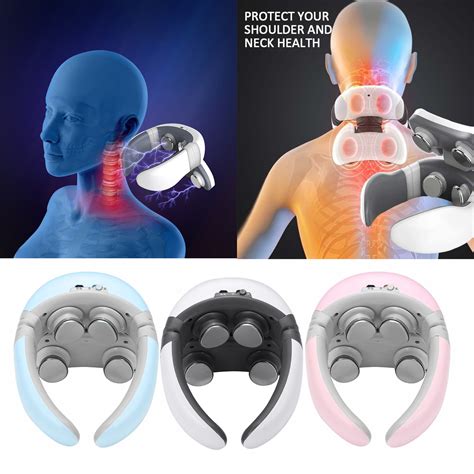 New Rechargeable 4 Head Smart Neck Massager W Remote Control Neck Shoulder Pulse Electric