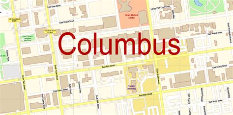 Columbus Ohio Us Pdf Map Vector Exact City Plan High Detailed Street