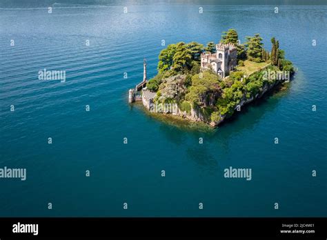 Aerial View Of The Loreto Island On Iseo Lake Montisola Brescia