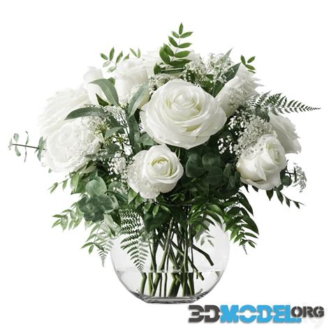 3d Model Bouquet 2 White Roses