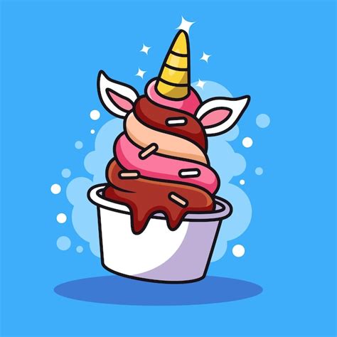 Premium Vector Ice Cream Unicorn Cartoon Illustration Sweet Food