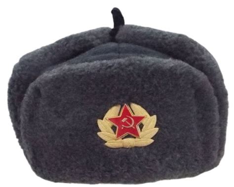 heka naturals slavic style winter hat faux fur ushanka with ear flaps decorative military pin
