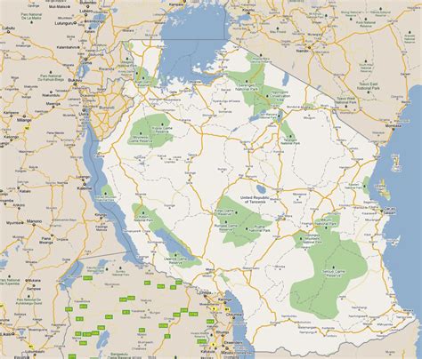 Large Road Map Of Tanzania With Cities And National Parks Tanzania