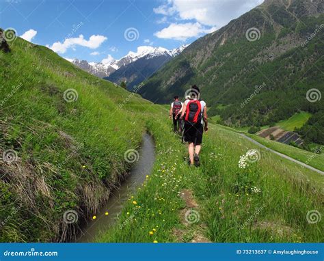 Hiking Walking Backpacking Trekking Alps South Tyrol Italy Editorial