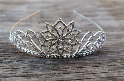 Ice Queen Tiara Elsa Costume Crown Silver Frozen Snowflake Glass