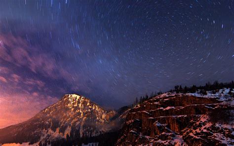 Sfondi Paesaggio Notte Cielo La Neve Astronomia Aurora Montagna