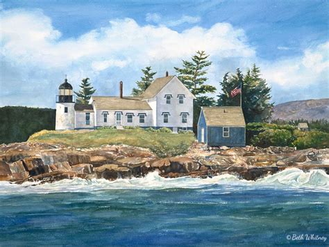 Mark Island Light Winter Harbor Maine Lighthouse Art Downeast