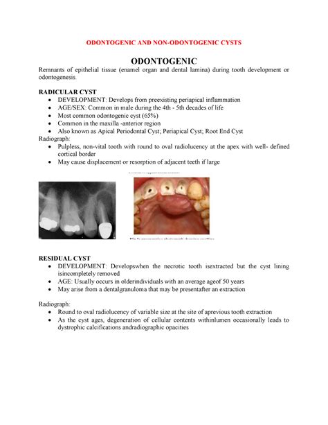 Odontogenic And Non Odontogenic Cyst Odontogenic And Non Odontogenic