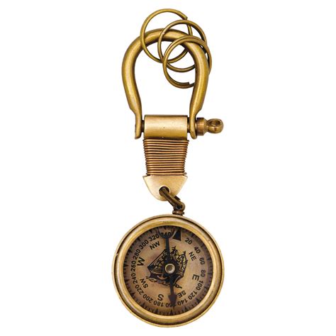 Compass Key Ring With Wooden Box Batela Tware