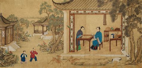 A Painting Of Two Ladies Playing Weiqi Qing Dynasty 19th Century