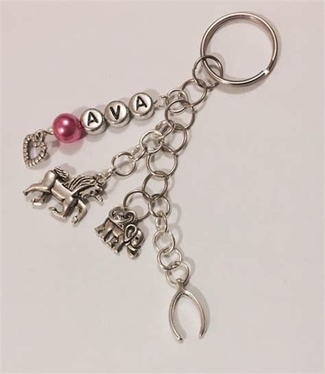 Personalised Keychain Multiple Charm By Creationsbylindsay17