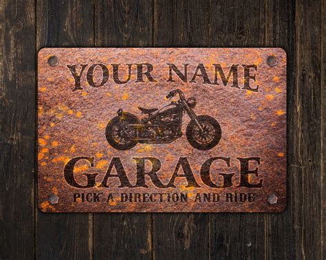 Custom Rusty Design Motorcycle Garage Metal Sign Allhap