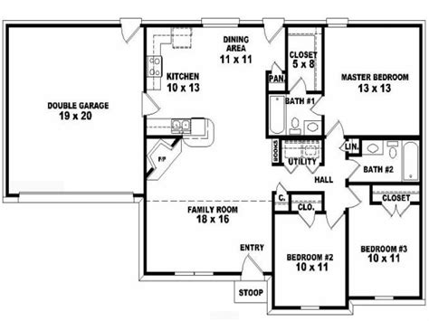 3 Bedroom Apartment Floor Plans 3 Bedroom One Story House