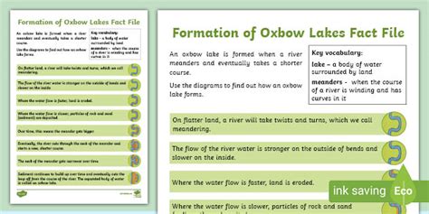 Ks2 Formation Of Oxbow Lakes Fact Sheet