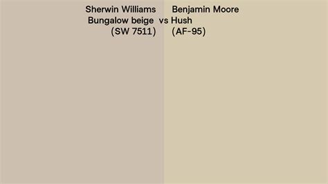 Sherwin Williams Bungalow Beige Sw 7511 Vs Benjamin Moore Hush Af 95 Side By Side Comparison