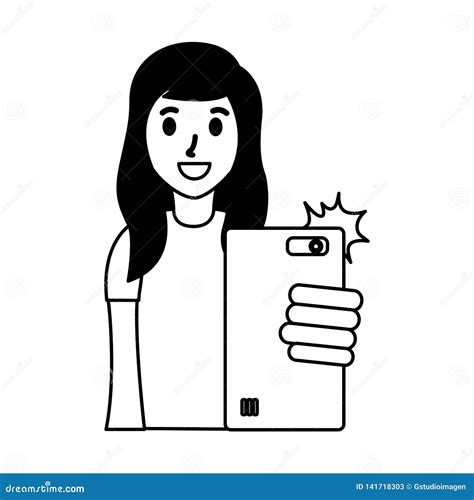 Woman Taking Selfie Stock Vector Illustration Of Modern