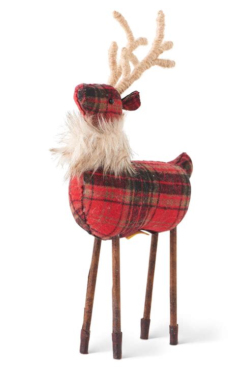 Plaid Reindeer Main Color Red Woodland Christmas Primitive