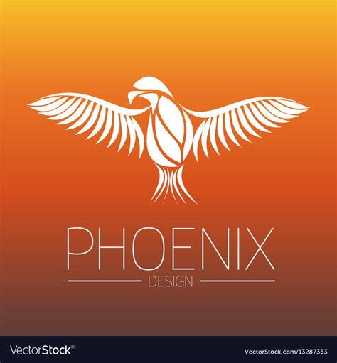 Flaming Phoenix Bird With Wide Spread Wings Vector Image