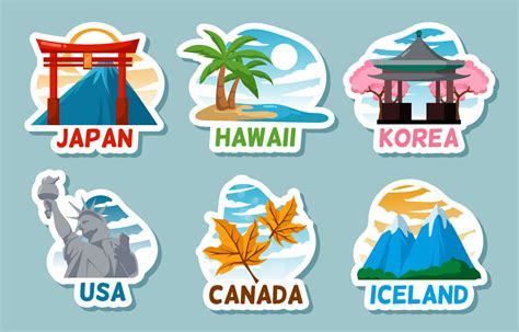 Travel Country Sticker Set 6682499 Vector Art At Vecteezy