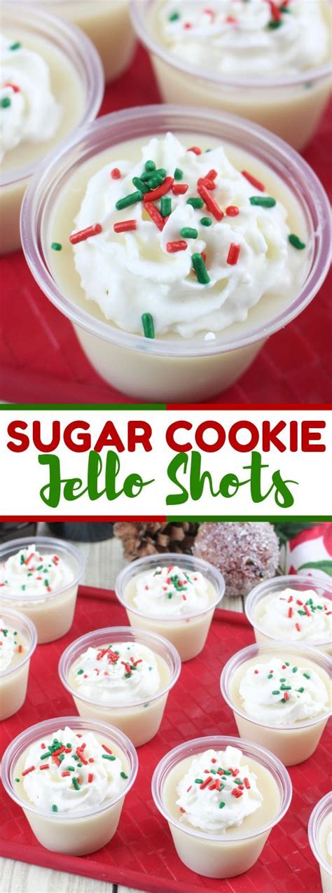 Also we are christmas wrapping all the books and totes bags and other merry stuff. Christmas Sugar Cookie Jello Shots! #desserts #drink ...