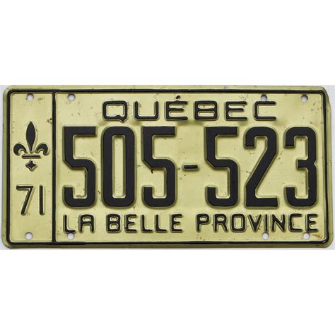1971 Quebec 505 523 Real Old License Plates