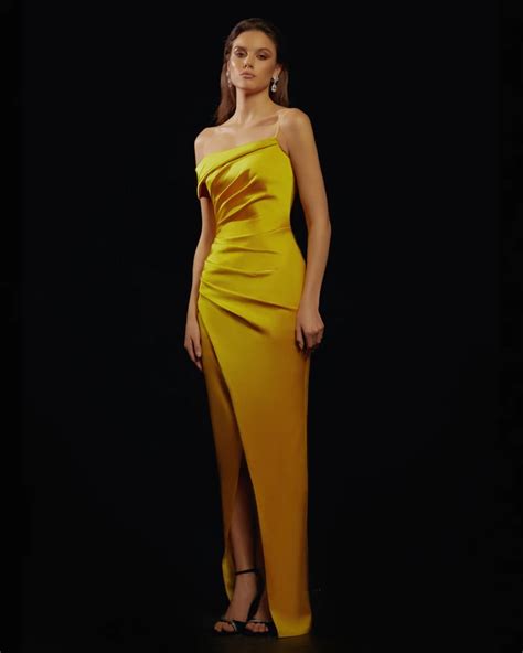Asymmetric Draped Satin Gown Satin Gown Designer Evening Gowns
