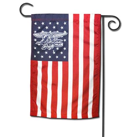 American Garden Flag With Navy Seal Trident In Stars Navy Seal