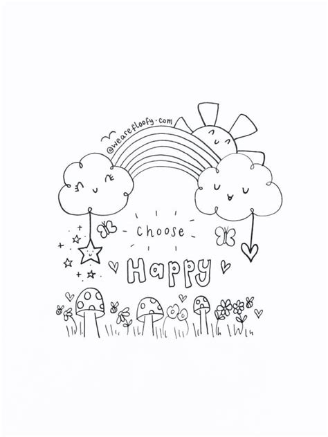 Colouring In Sheet Downloadable Choose Happy For Etsy