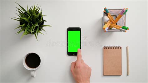 A Finger Scrolling On The Smartphone Stock Photo Image Of Mobile
