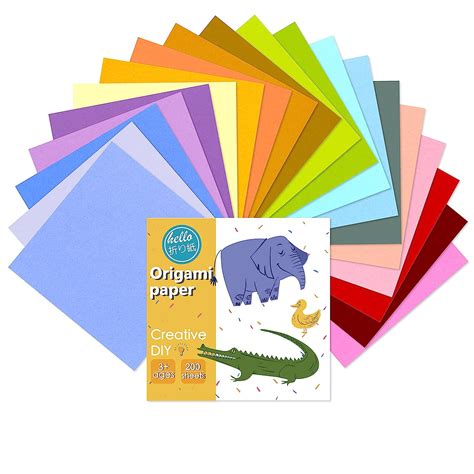 Origami Paper 200 Sheets 20 Vivid Colors Double Sided 6 Inches