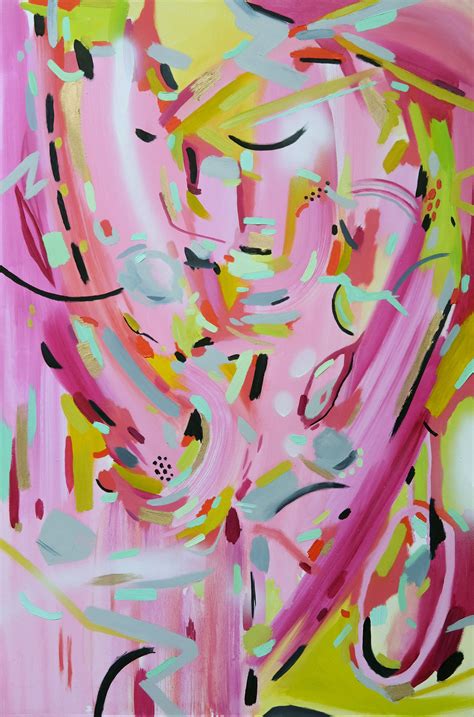 Pink Abstraction Oil On Board Contemporary Abstract Oil Painting By